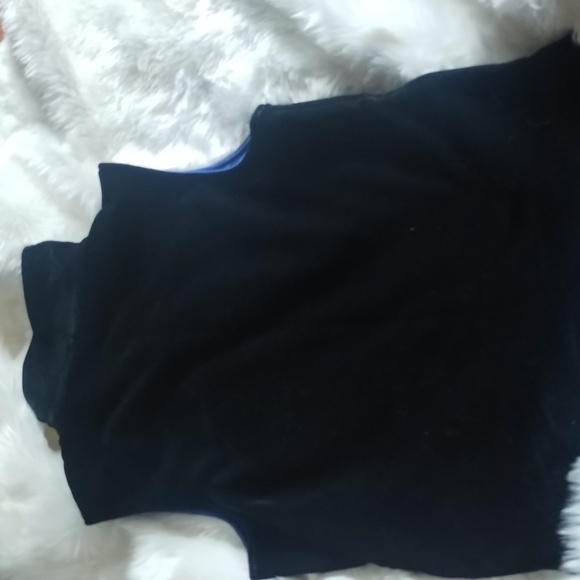 JC REVERSIBLE Cropped Velvet Vest Jacket Midnight Blue & Cadet Blue - Picture 3 of 3